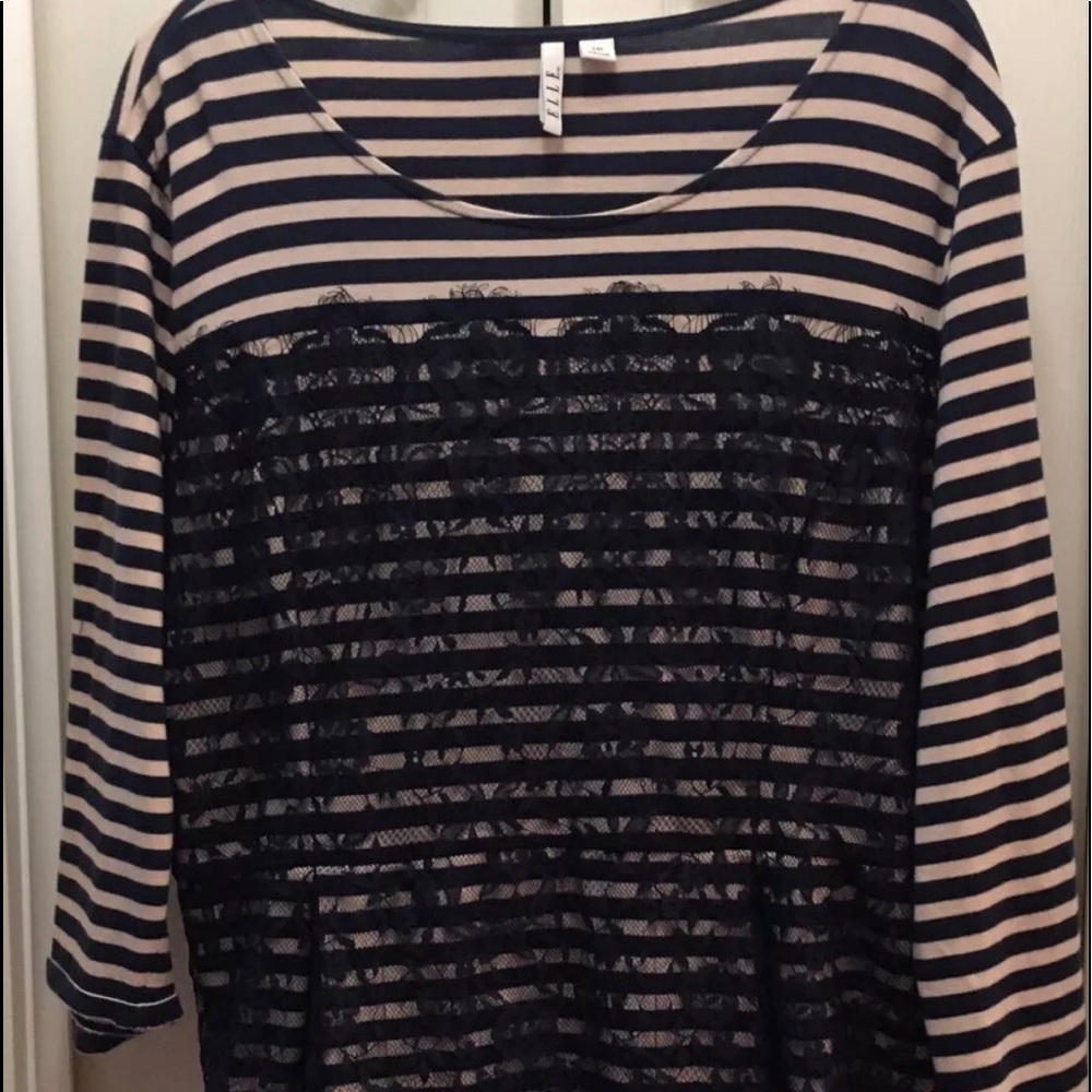 Elle Navy Striped Blouse
